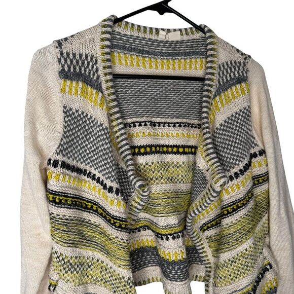 Anthropologie Cream and Yellow Patterned Cardigan - Picture 3 of 7